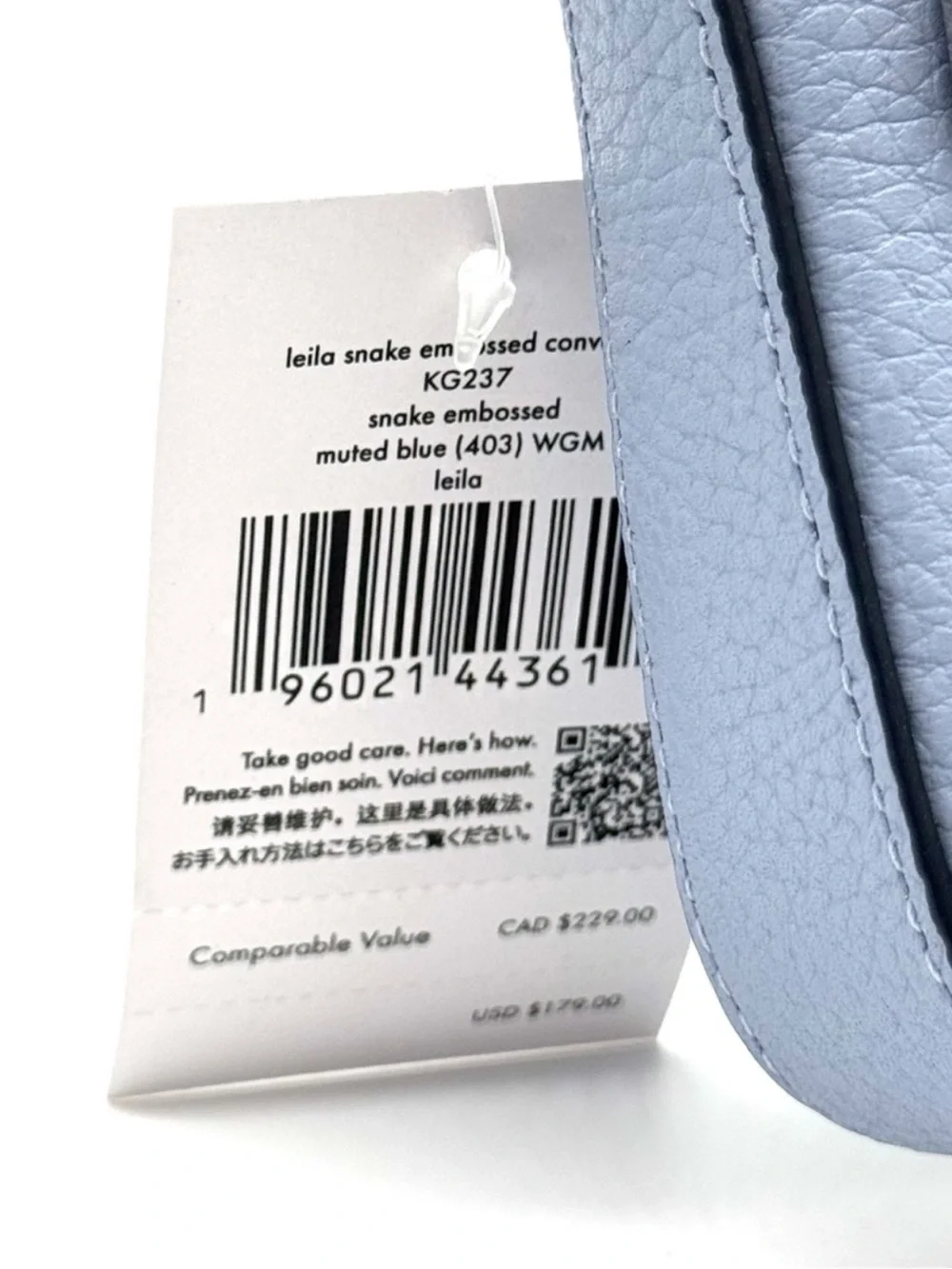 Kate Spade Leila Convertible Leather Mini Pachette Bag Snakeskin Blue